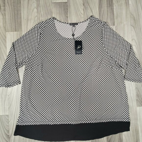 Adrianna Papell Tops - Adrianna Papell Blouse Plus 1X Crepe Slinky Stretch Layered 3/4 Sleeve Slits